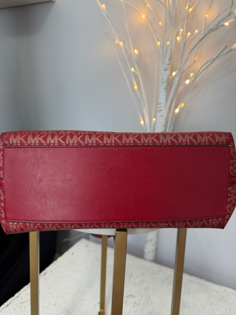 Michael Kors, GUC red & cream signature logo shoulder bag 14 x 9 "by 4 deep - Picture 12 of 14